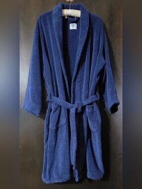 My Pillow Heavyweight Navy Terry Bathrobe Supima Cotton Robe Unisex Men's L